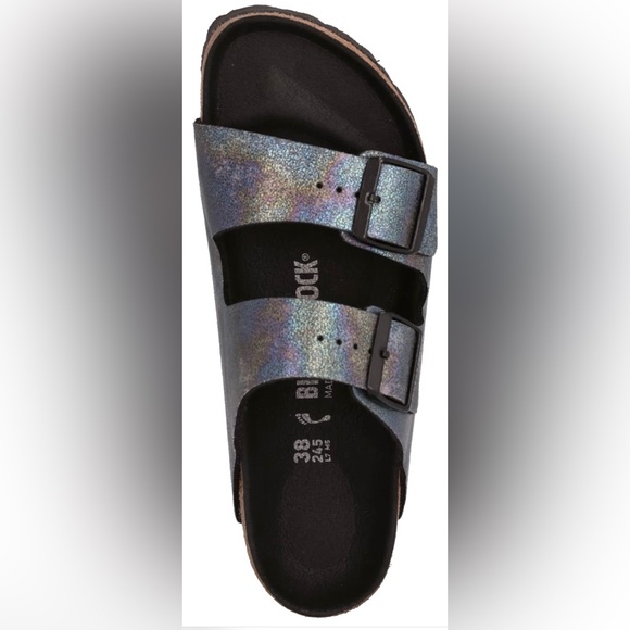 Birkenstock Shoes - Birkenstock irridescent black vegan Arizona sandals